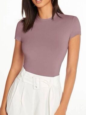 Dusty Mauve Short Sleeve Crewneck Top - Women